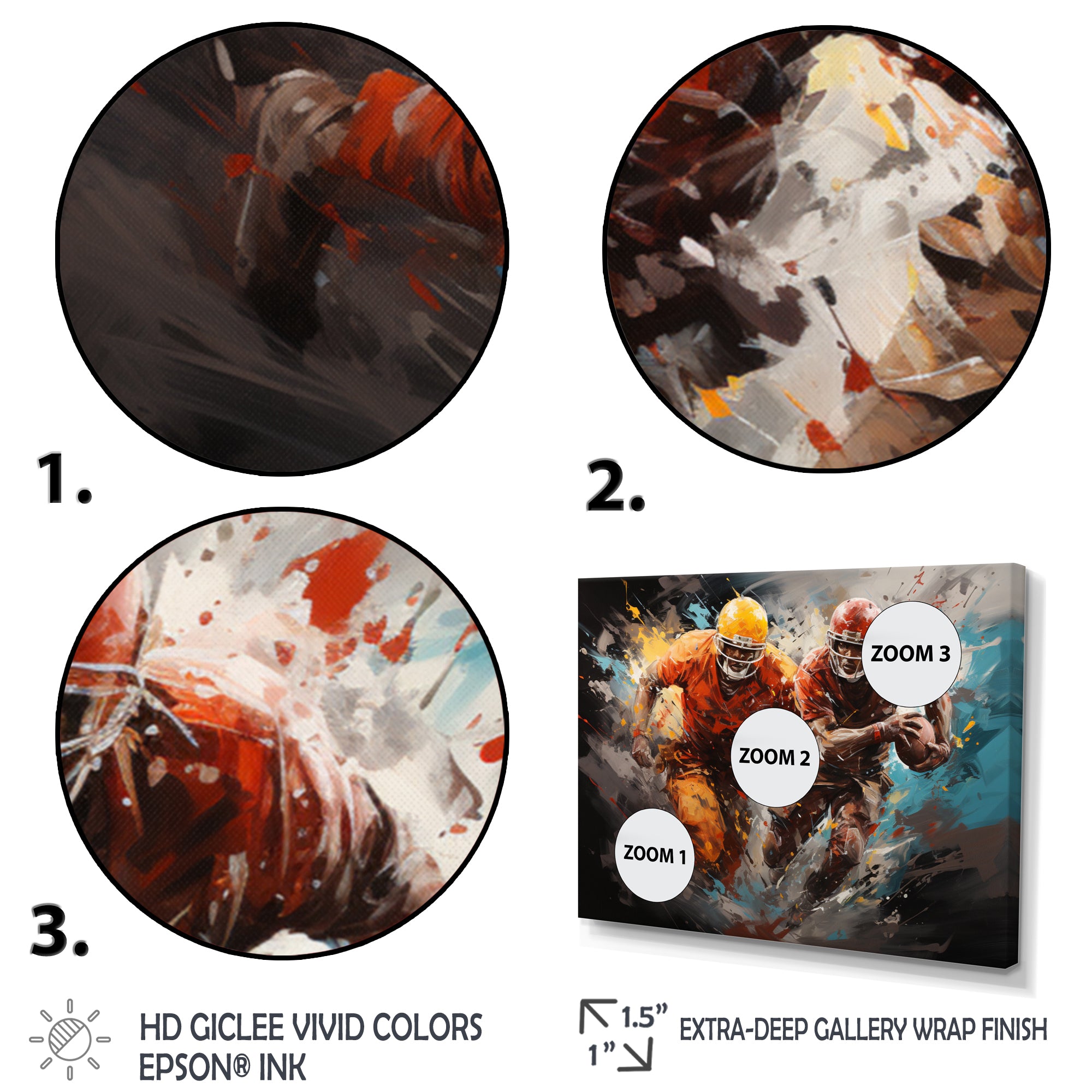 Yellow Football Gridiron Expression - Football Canvas Wall Art