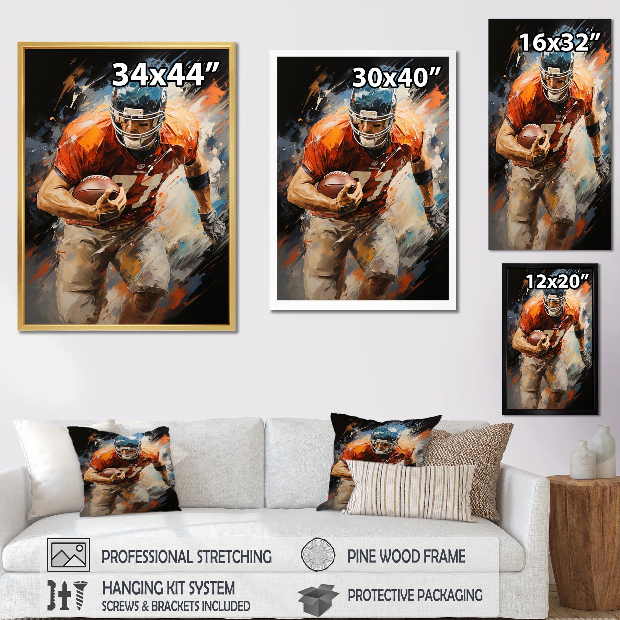 Football Gridiron Rhythms I - Football Canvas Wall Art