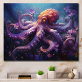 Purple Octopus Mystical Encounter An - Purple Octopus Wall Art