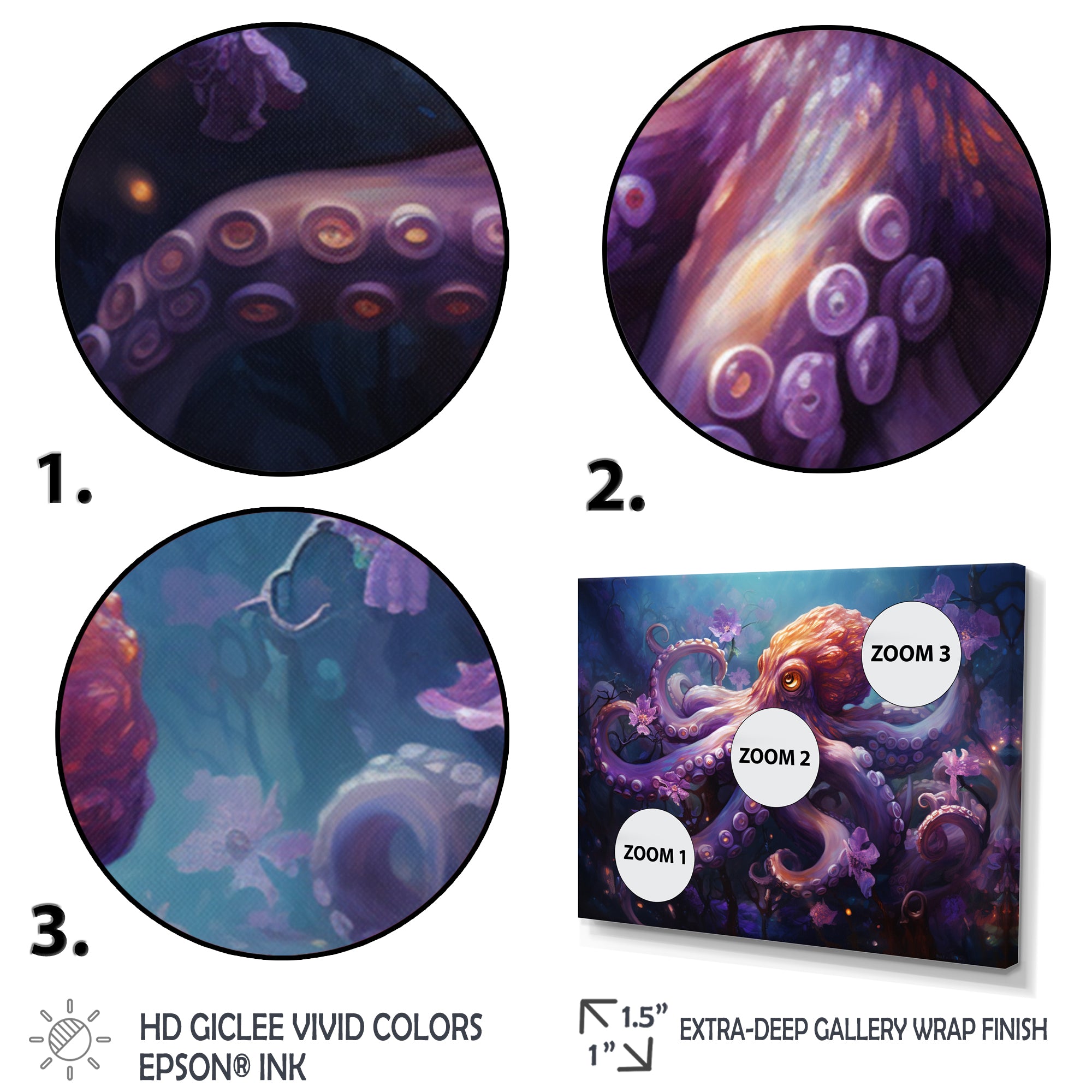 Purple Octopus Mystical Encounter An - Purple Octopus Wall Art