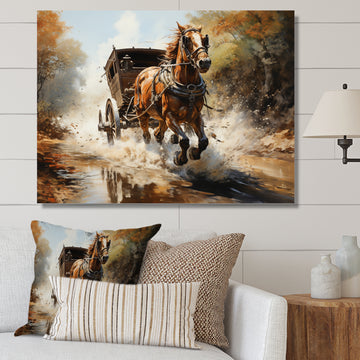 Old Cart  In Motion I - Old American Cart Canvas Wall Art