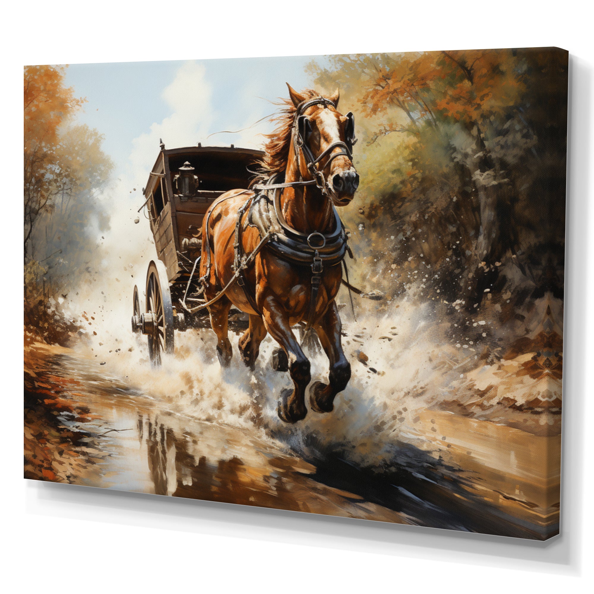 Old Cart  In Motion I - Old American Cart Canvas Wall Art
