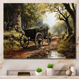 Brown Old Cart  Path - Old American Cart Canvas Wall Art