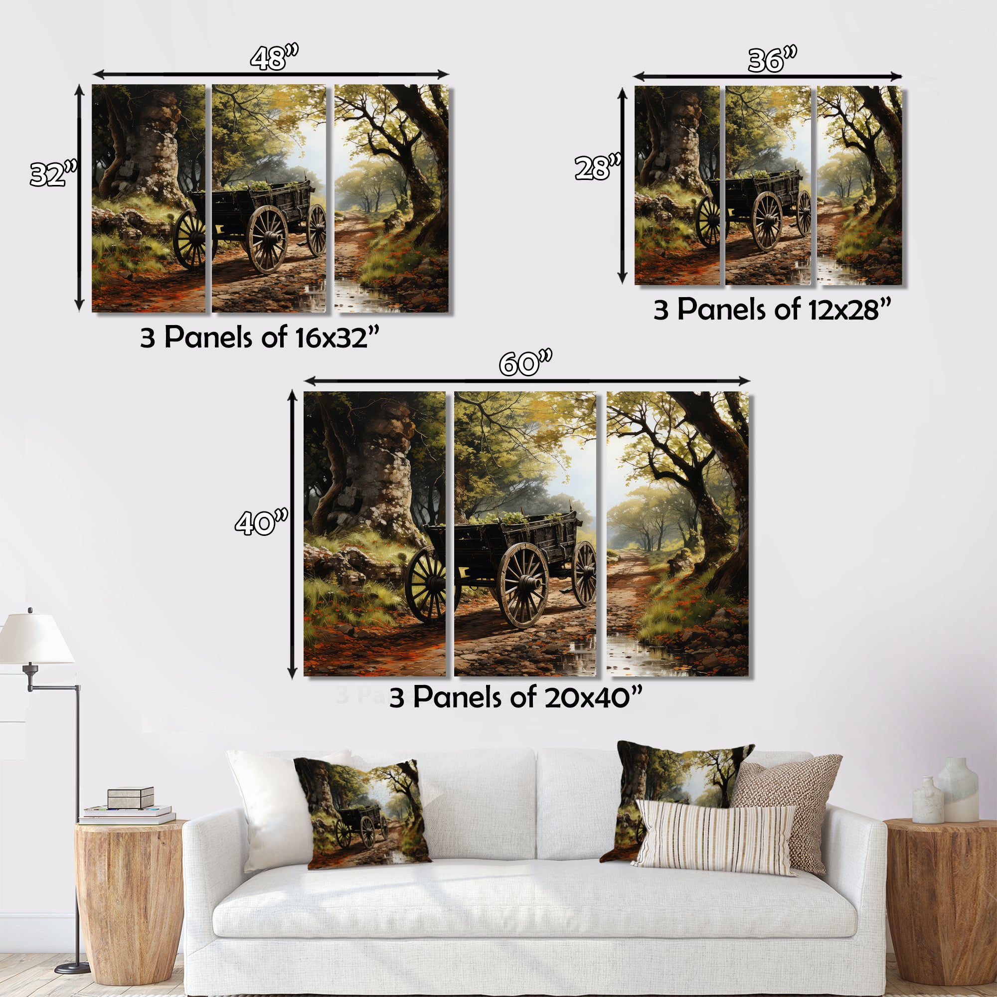 Brown Old Cart  Path - Old American Cart Canvas Wall Art