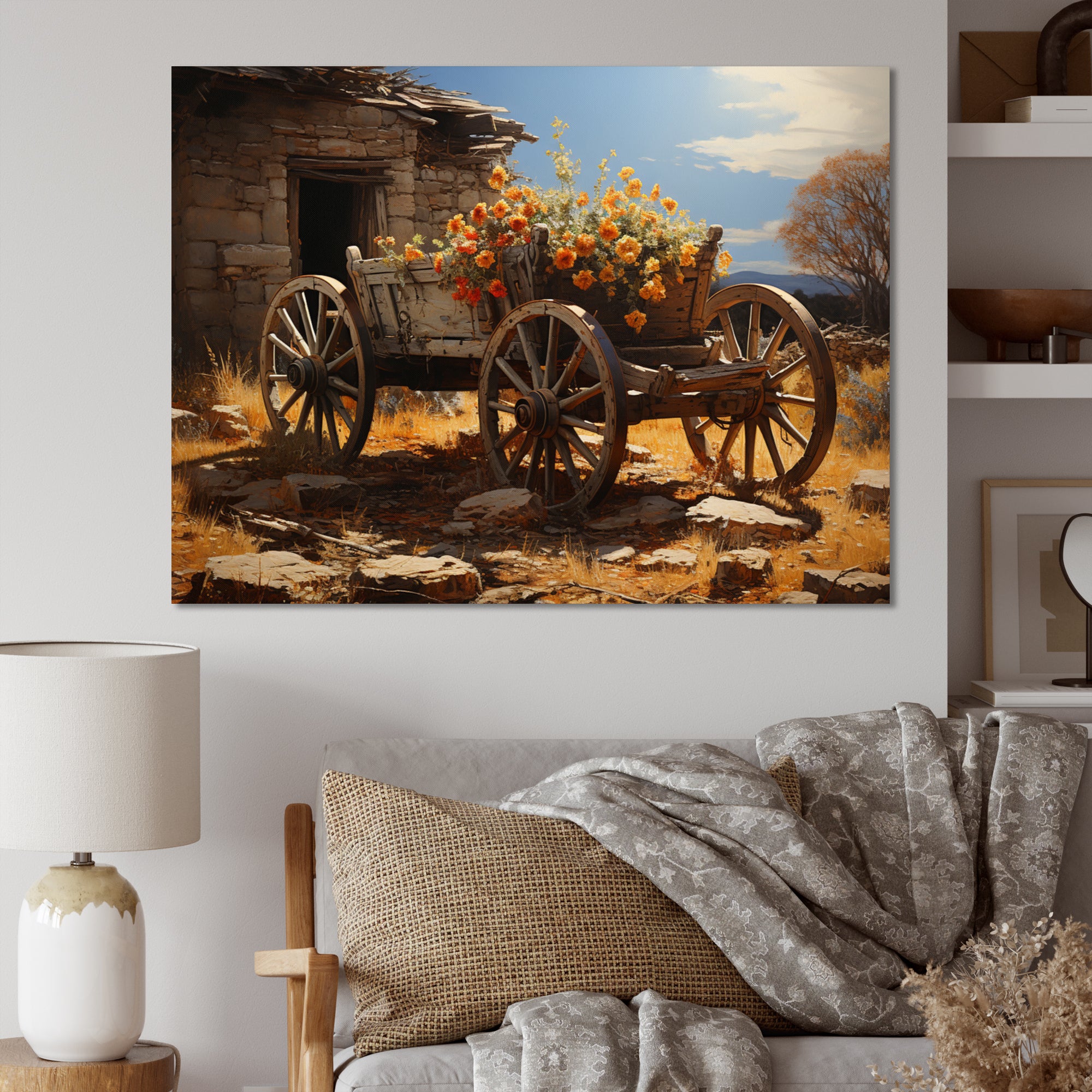 Brown Old Cart  Legacy I - Old American Cart Canvas Wall Art