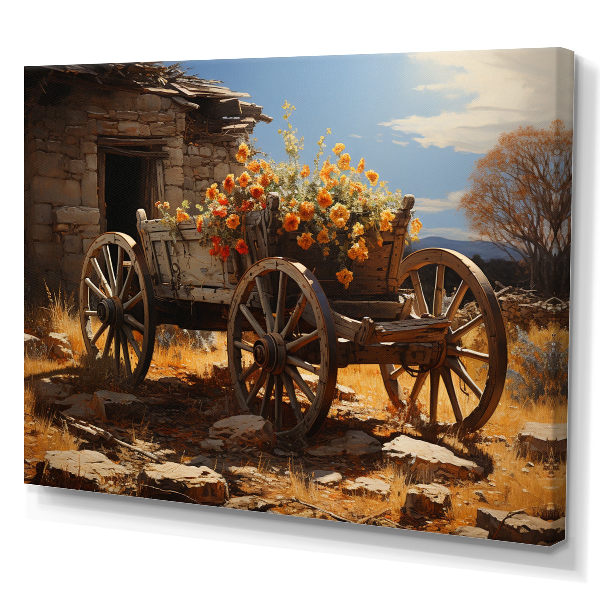 Brown Old Cart  Legacy I - Old American Cart Canvas Wall Art