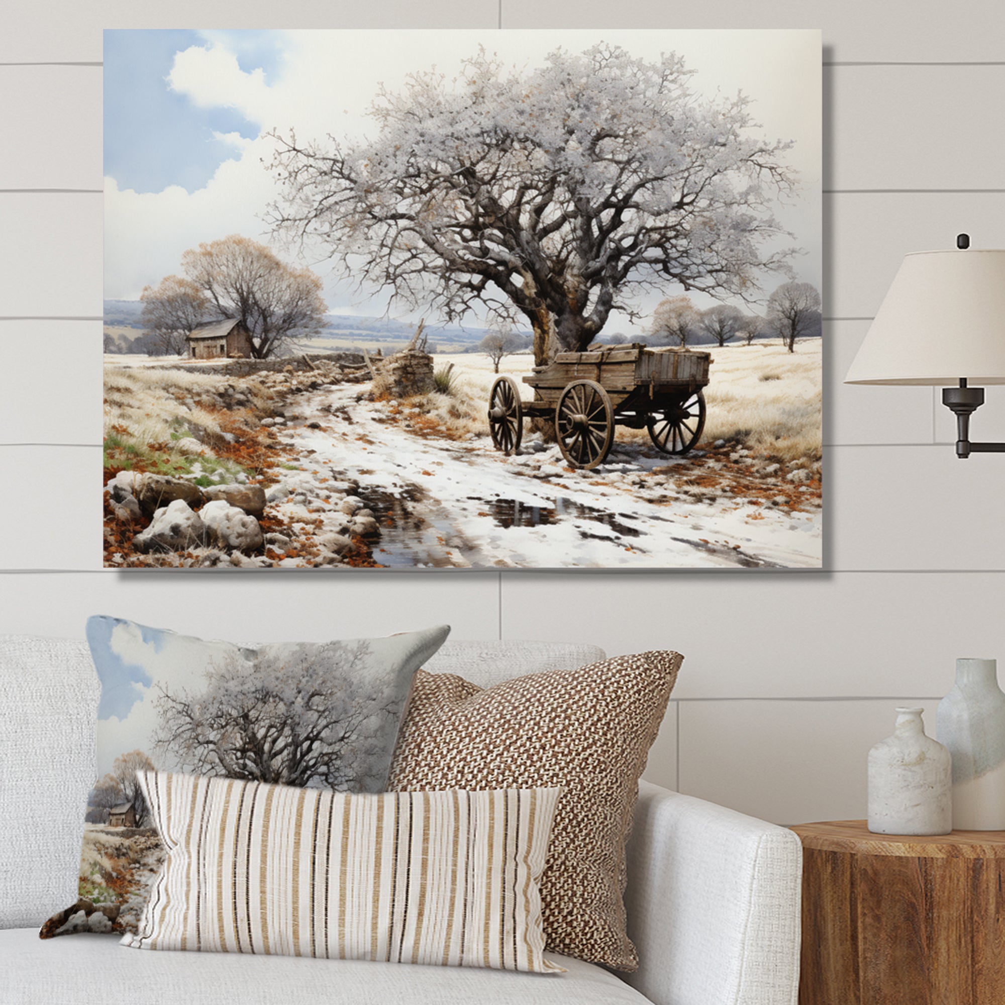 White Old Cart  Legacy - Old American Cart Canvas Wall Art