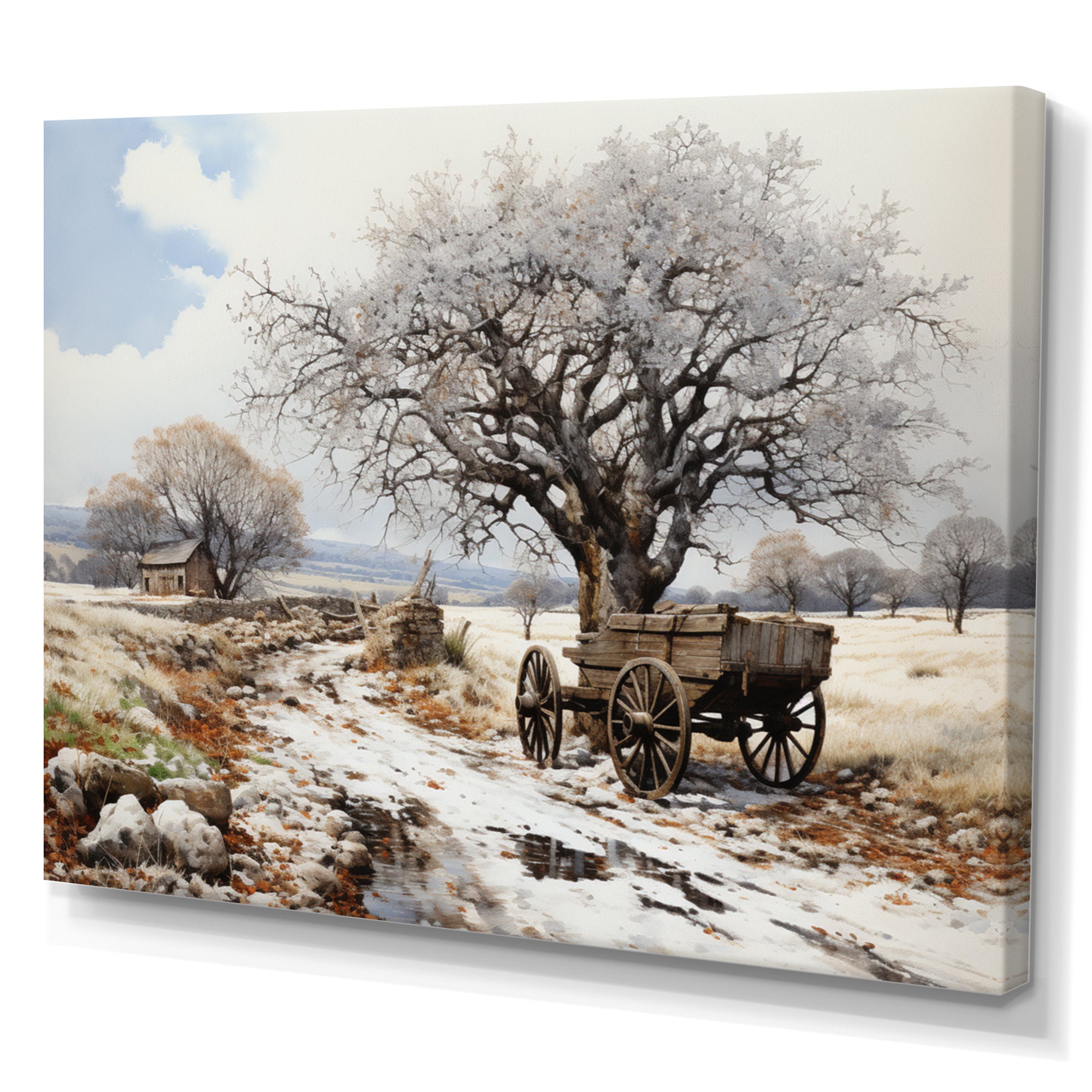 White Old Cart  Legacy - Old American Cart Canvas Wall Art