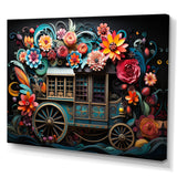 Teal Old Cart  Of Dream - Old American Cart Canvas Wall Art