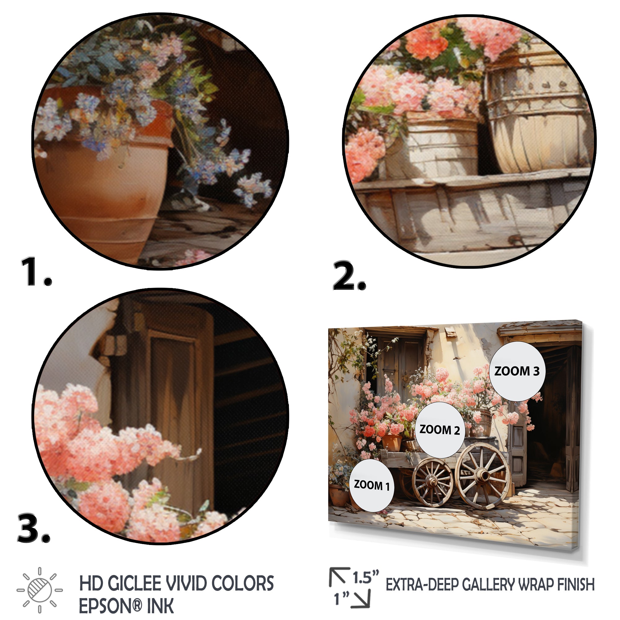 Pink Old Cart Wheels - Old American Cart Canvas Wall Art