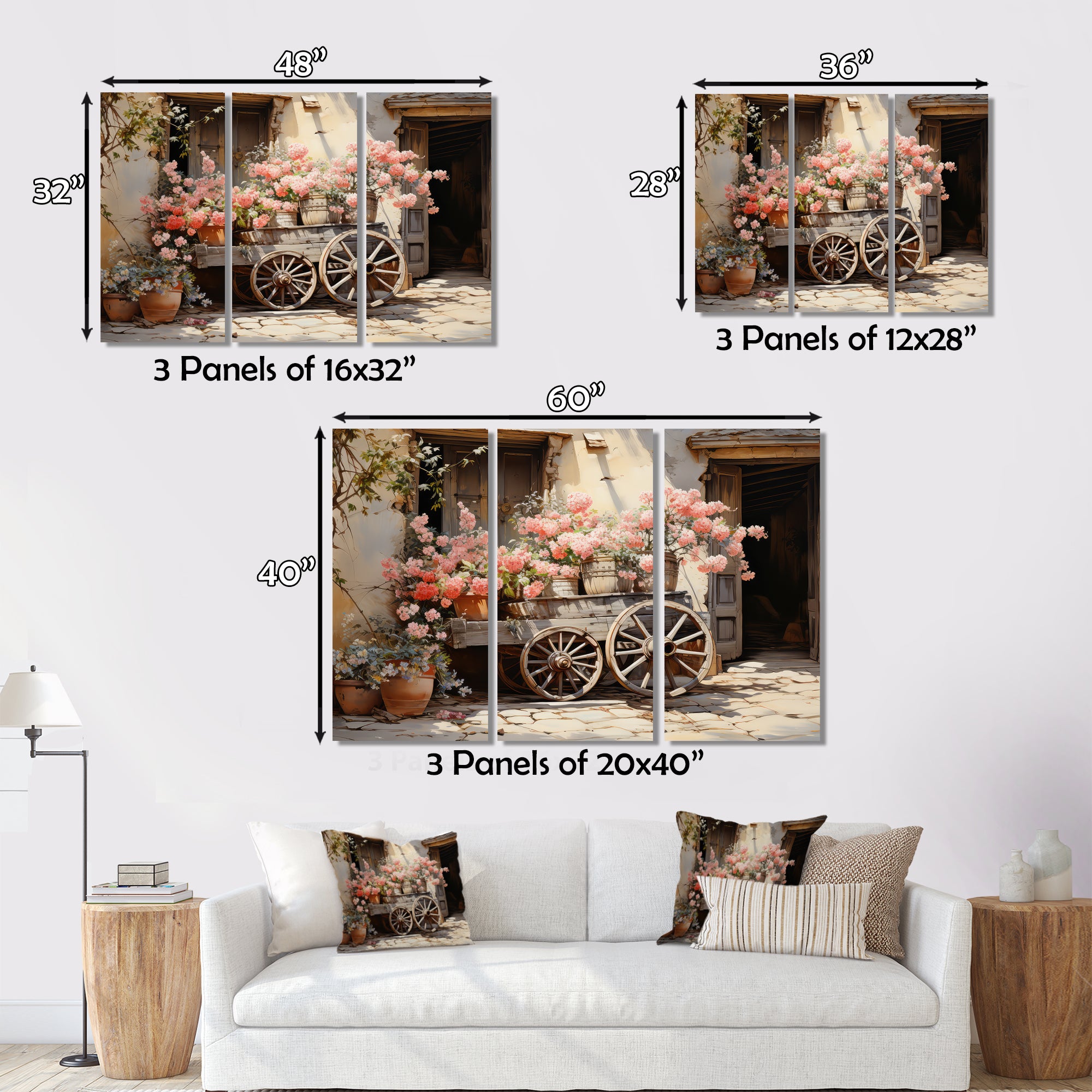 Pink Old Cart Wheels - Old American Cart Canvas Wall Art