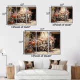 Pink Old Cart Wheels - Old American Cart Canvas Wall Art