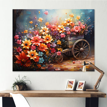 Colorful Old Cart  Of - Old American Cart Canvas Wall Art