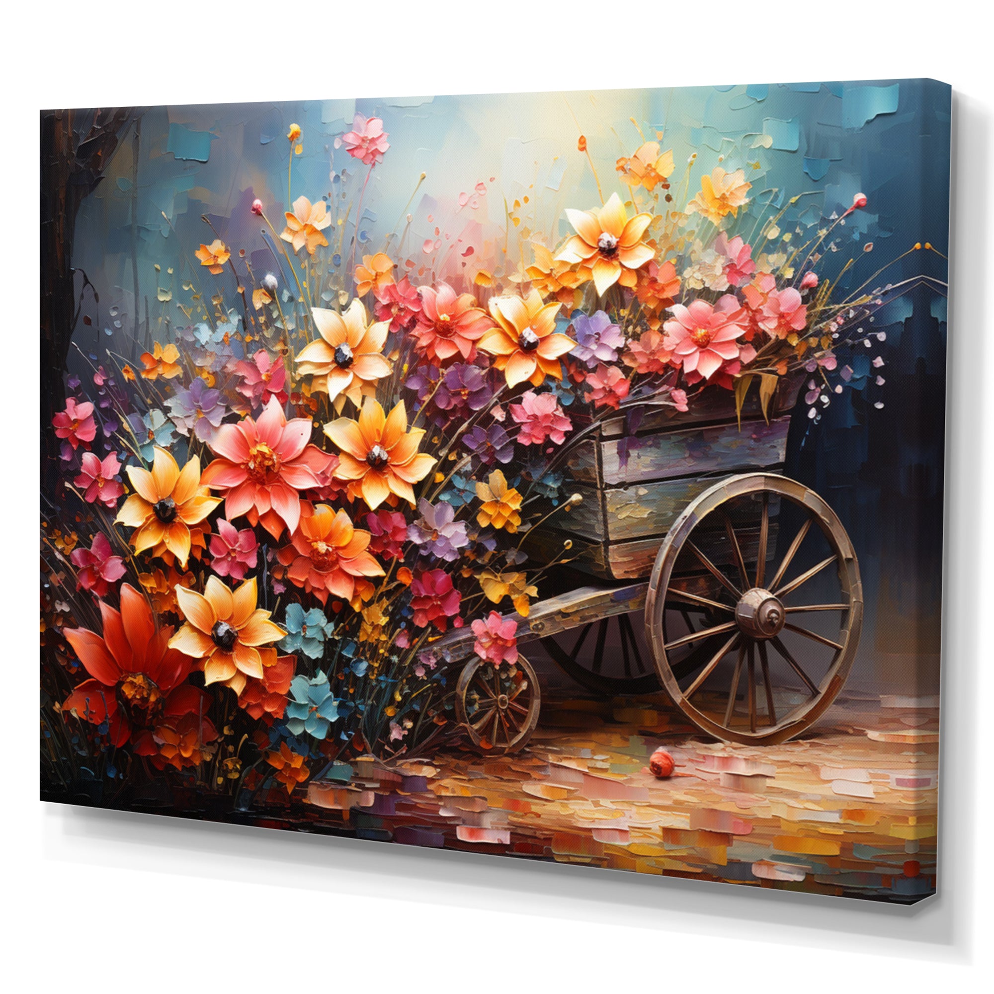 Colorful Old Cart  Of - Old American Cart Canvas Wall Art