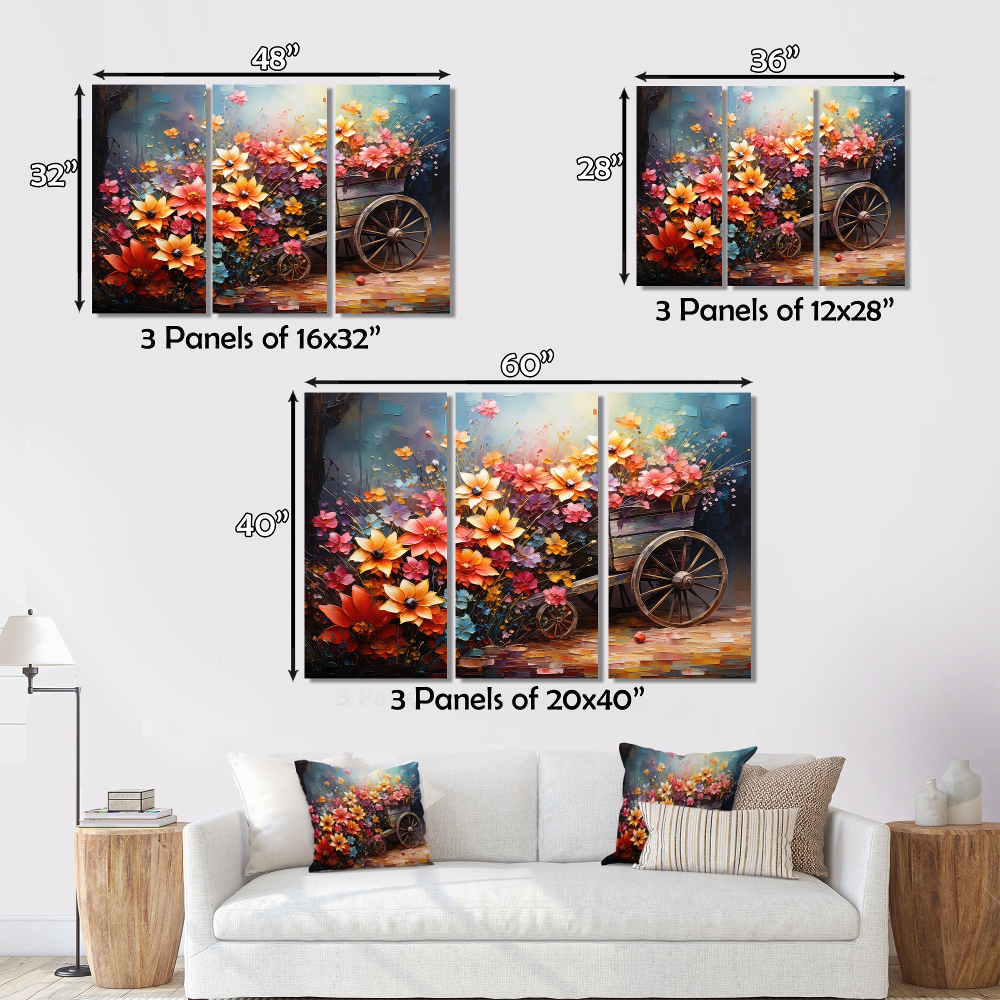 Colorful Old Cart  Of - Old American Cart Canvas Wall Art