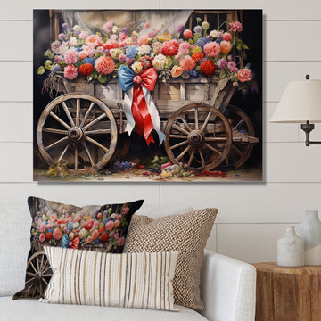 Coral Old Cart  Of - Old American Cart Canvas Wall Art