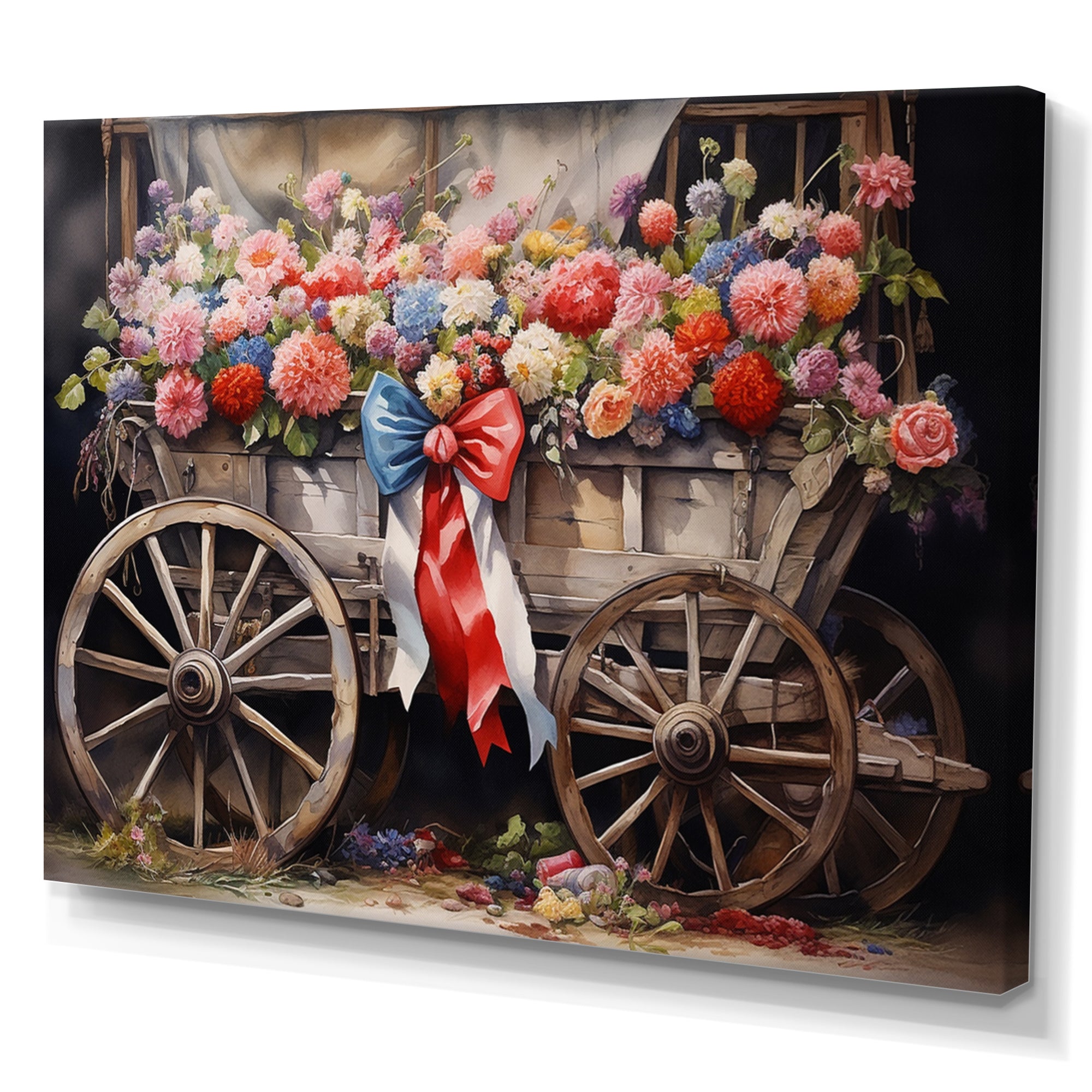 Coral Old Cart  Of - Old American Cart Canvas Wall Art