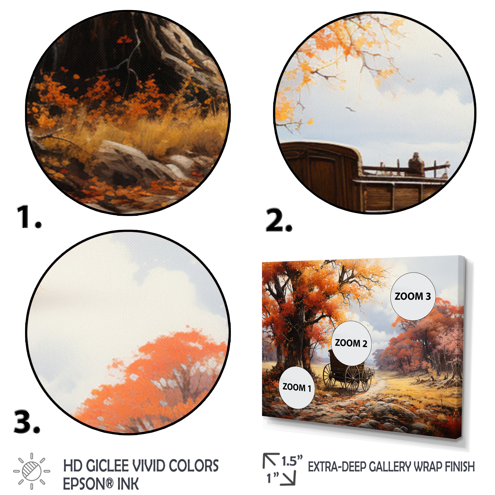 Orange Old Cart Seasons I - Old American Cart Canvas Wall Art