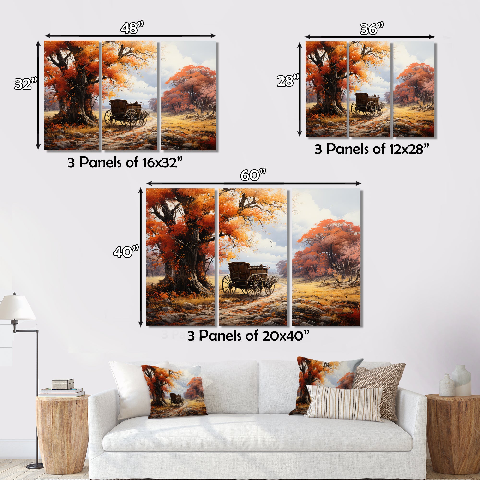 Orange Old Cart Seasons I - Old American Cart Canvas Wall Art