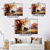 Orange Old Cart Seasons I - Old American Cart Canvas Wall Art