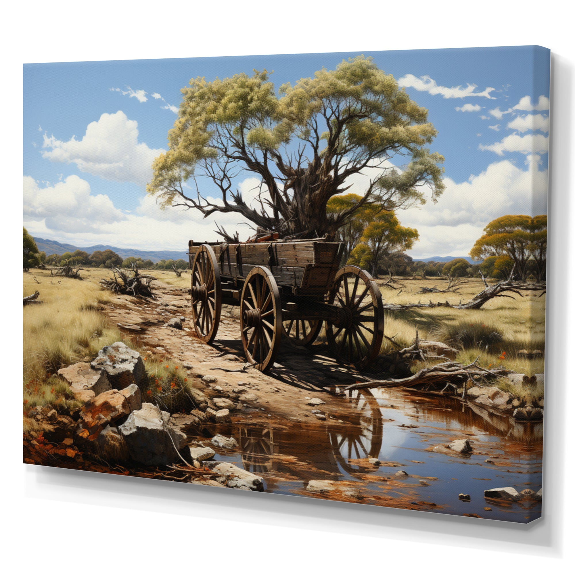 Green Old Cart  Whispers - Old American Cart Canvas Wall Art