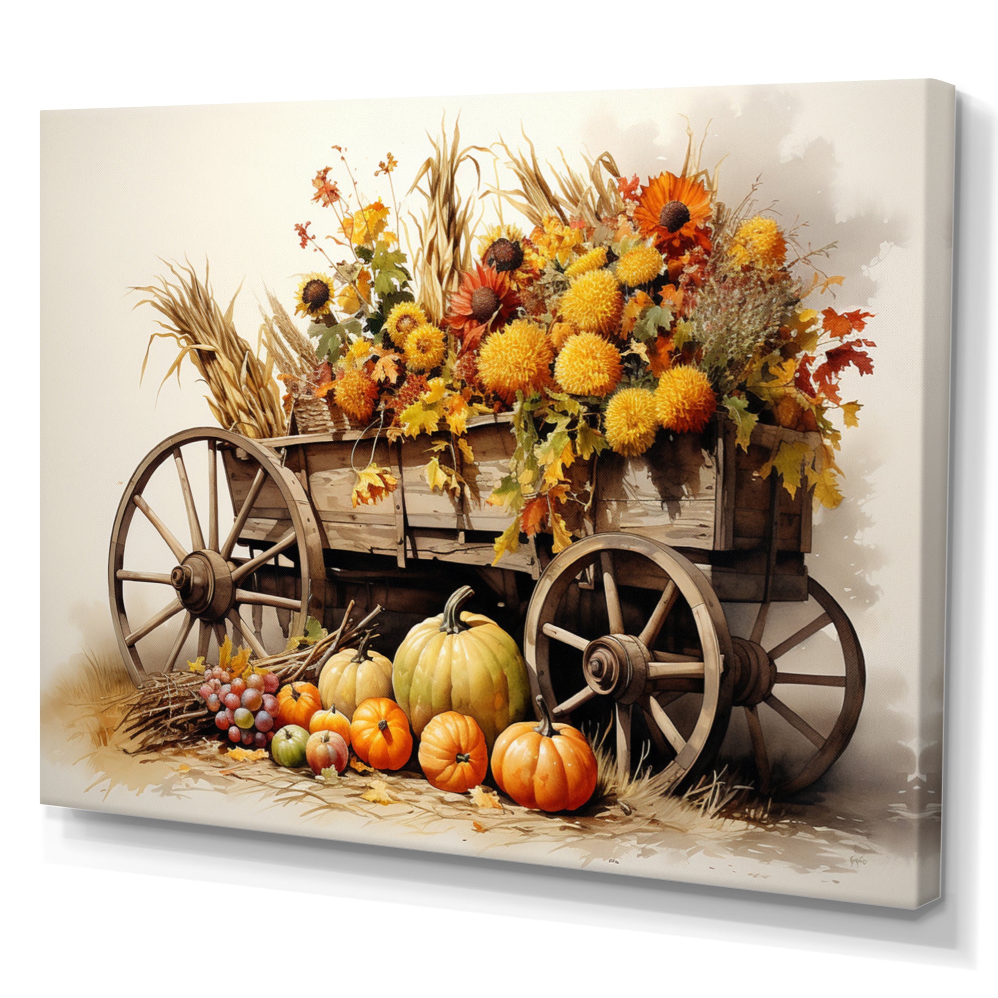 Yellow Old Cart Country Treasures - Old American Cart Canvas Wall Art