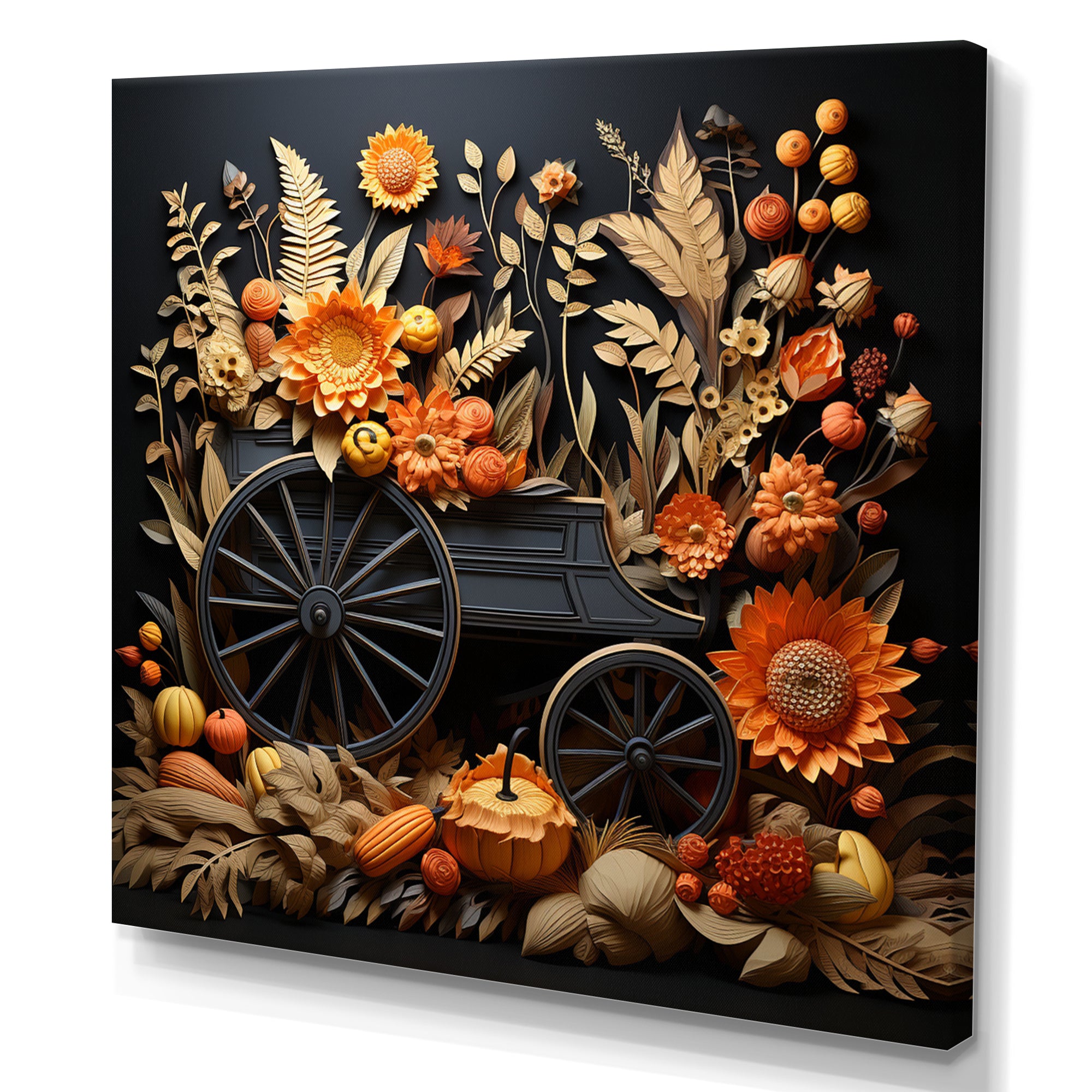 Orange Old Cart Country Treasures - Old American Cart Canvas Wall Art