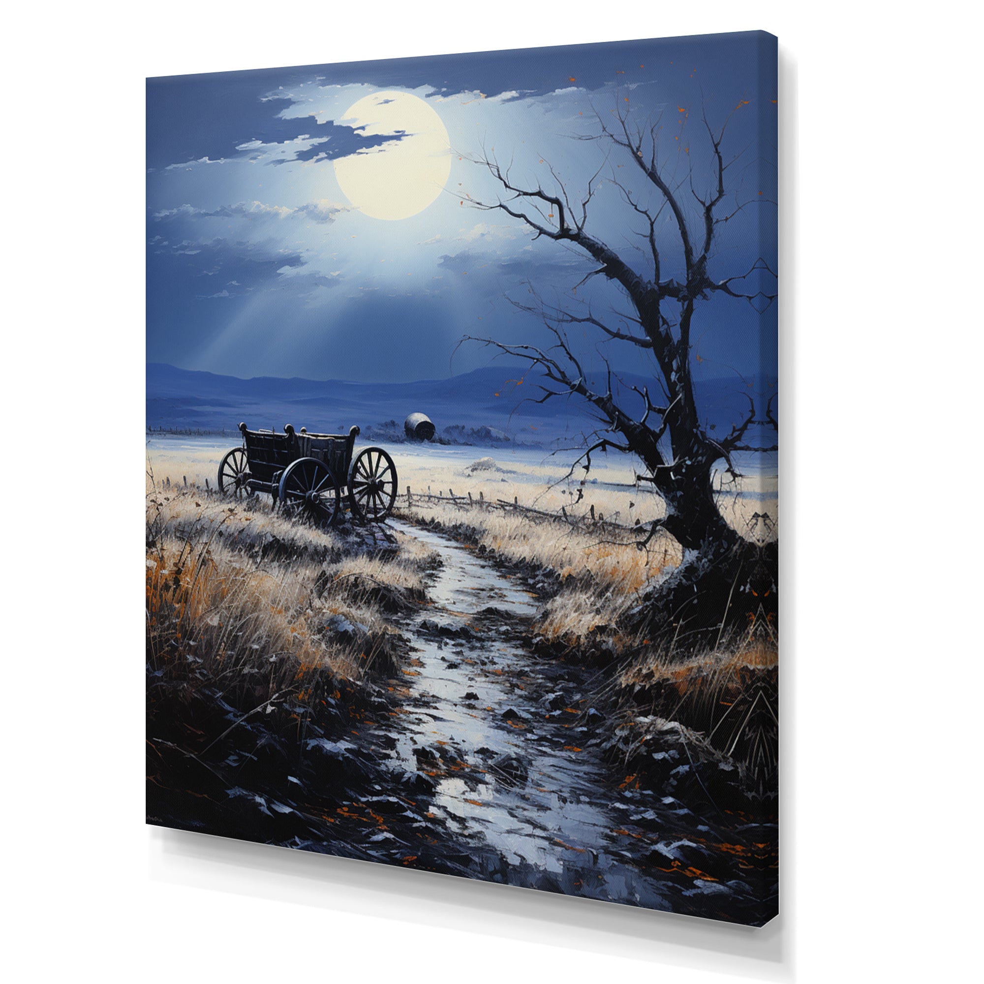 Grey Old Cart Forgotten Journey - Old American Cart Canvas Wall Art
