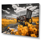 Yellow Old Cart Roadside Relic I - Old American Cart Canvas Wall Art