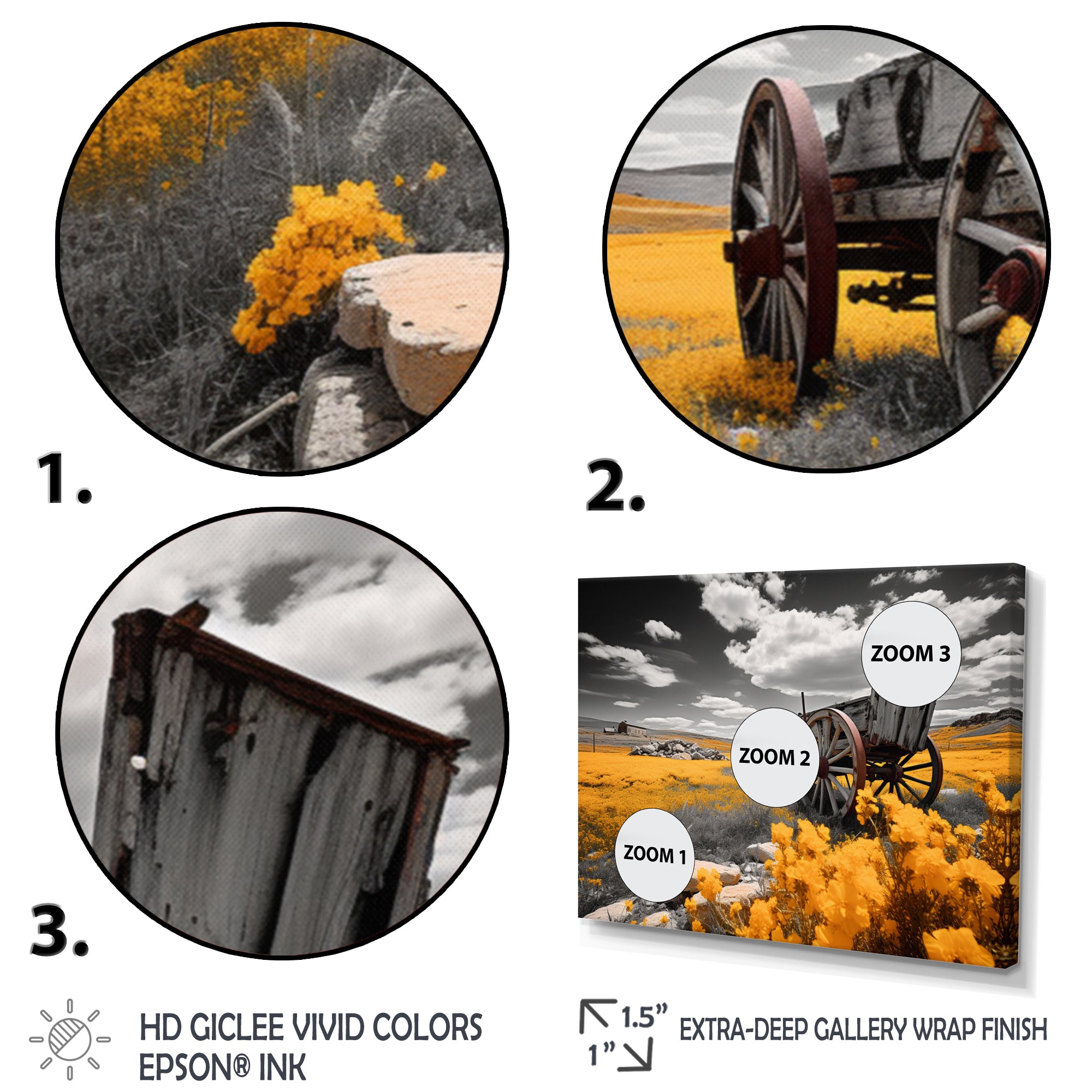 Yellow Old Cart Roadside Relic I - Old American Cart Canvas Wall Art