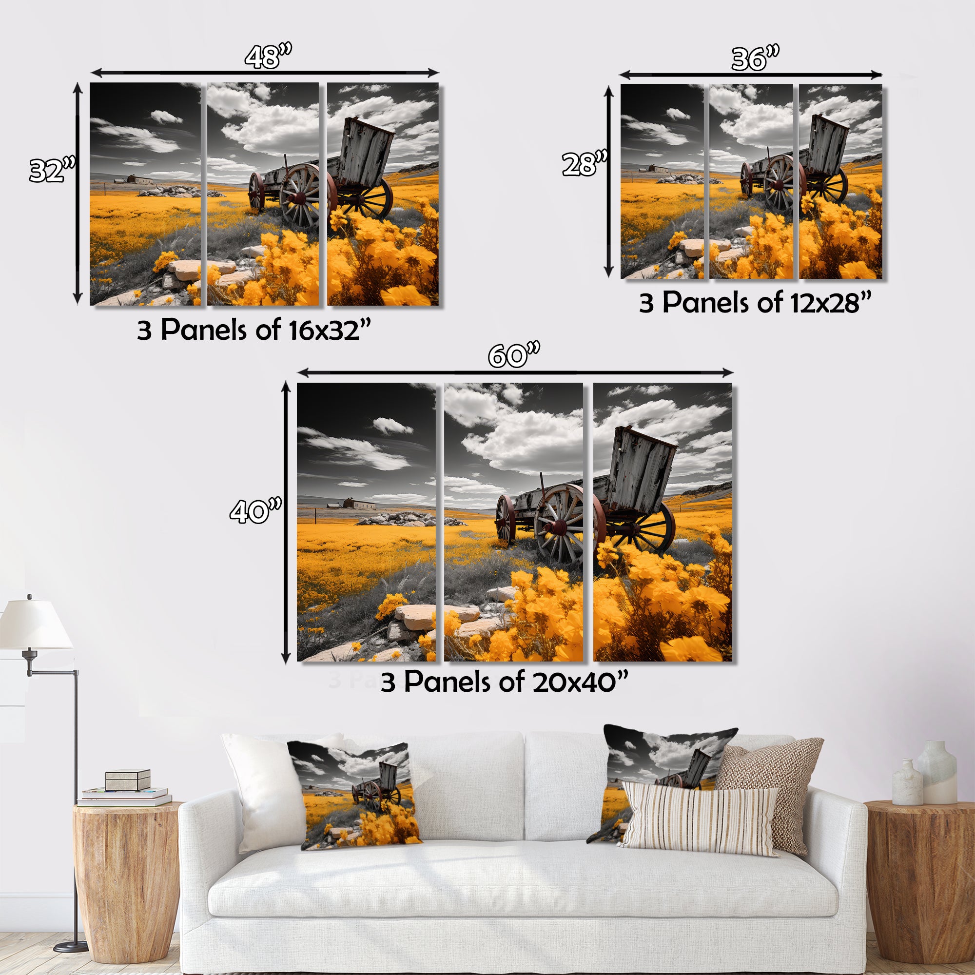 Yellow Old Cart Roadside Relic I - Old American Cart Canvas Wall Art