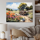 Green Old Cart Rural Charms - Old American Cart Canvas Wall Art