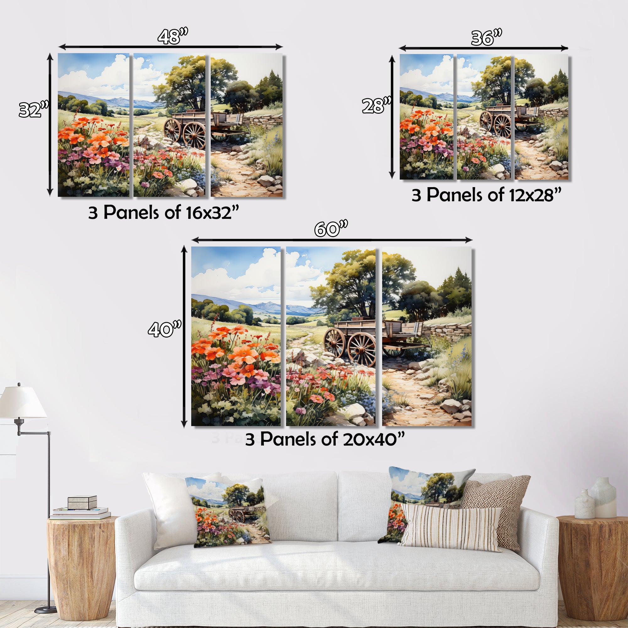 Green Old Cart Rural Charms - Old American Cart Canvas Wall Art