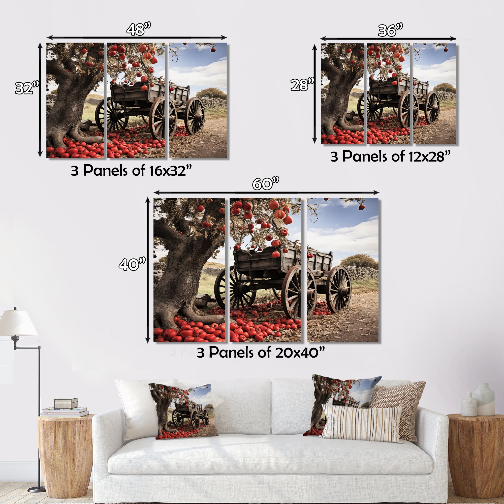 Red Old Cart Rural Icons - Old American Cart Canvas Wall Art