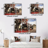 Red Old Cart Rural Icons - Old American Cart Canvas Wall Art
