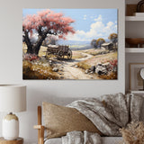 Pink Old Cart Vintage Charm - Old American Cart Canvas Wall Art