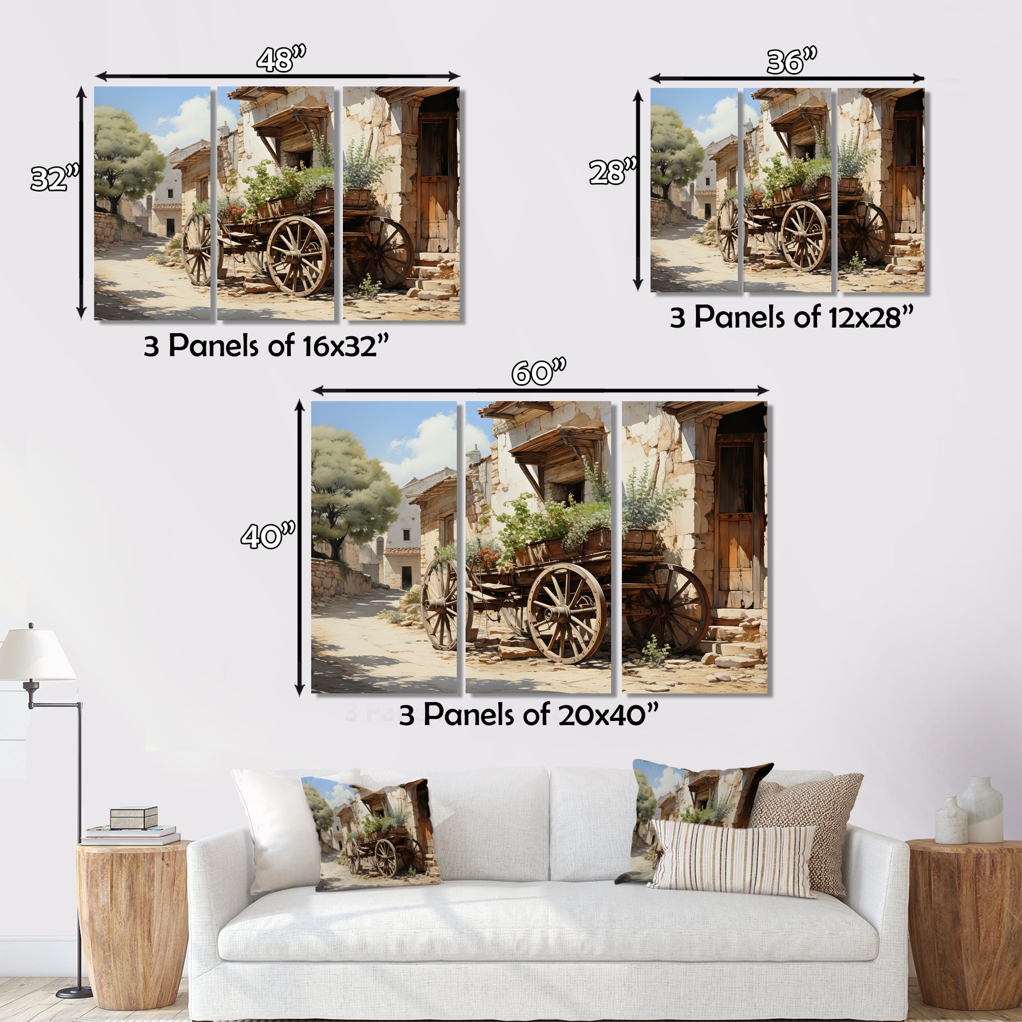Brown Old Cart Wheels Of - Old American Cart Canvas Wall Art