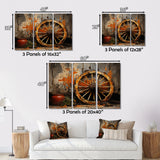 Orange Old Cart Wheels I - Old American Cart Canvas Wall Art