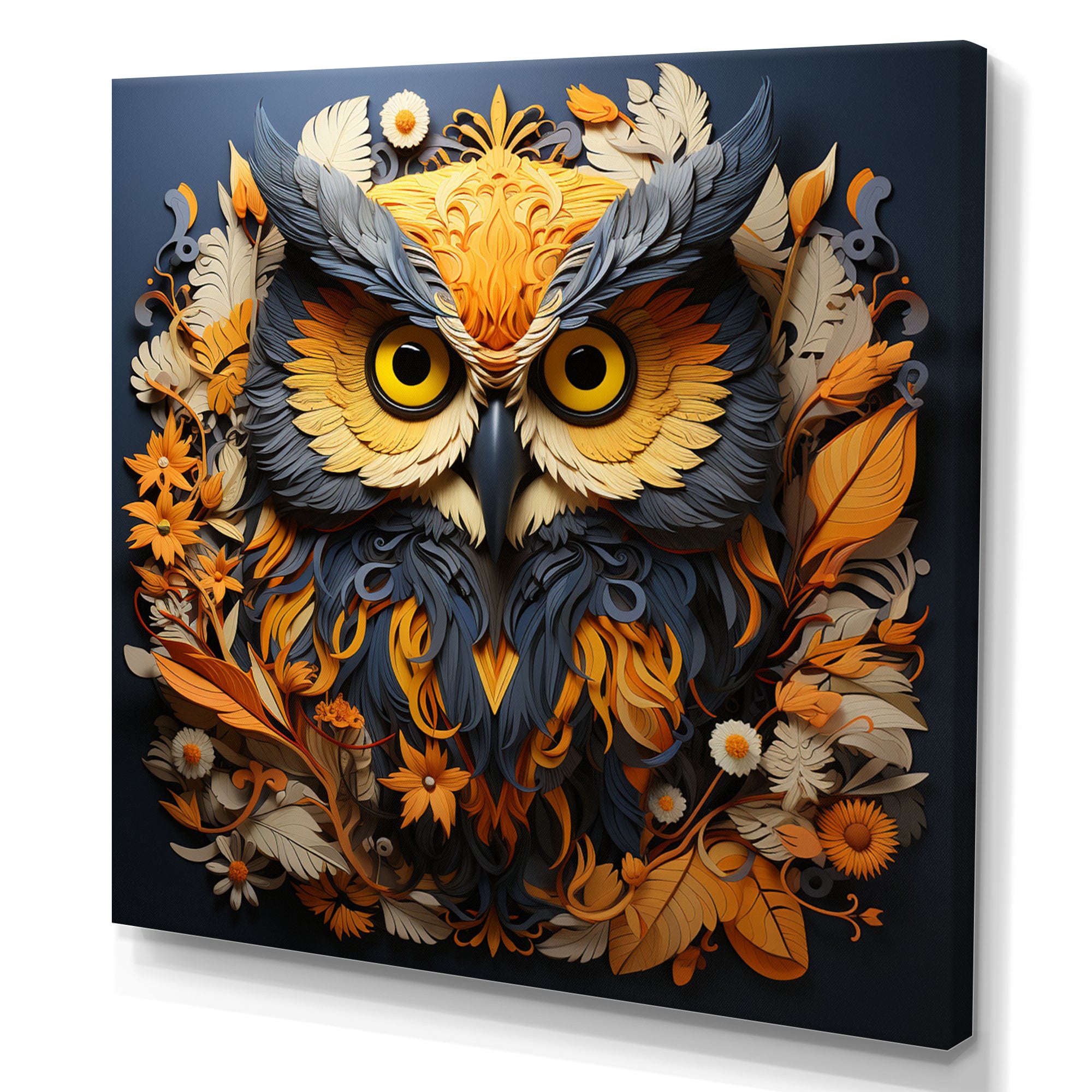 Yellow Owl Wise Owl Papercut - Owl Wall Decor