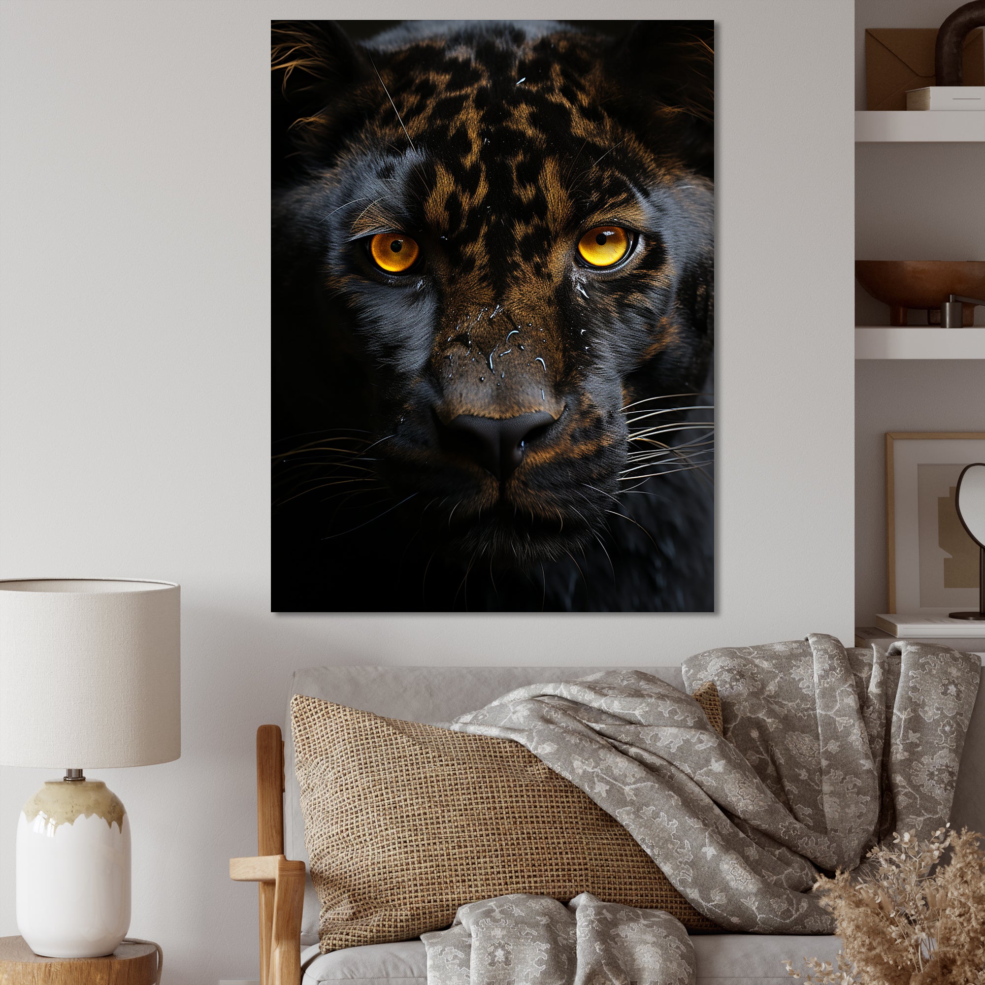 Black White Panther Eyes Of Intensity - Panther Wall Decor