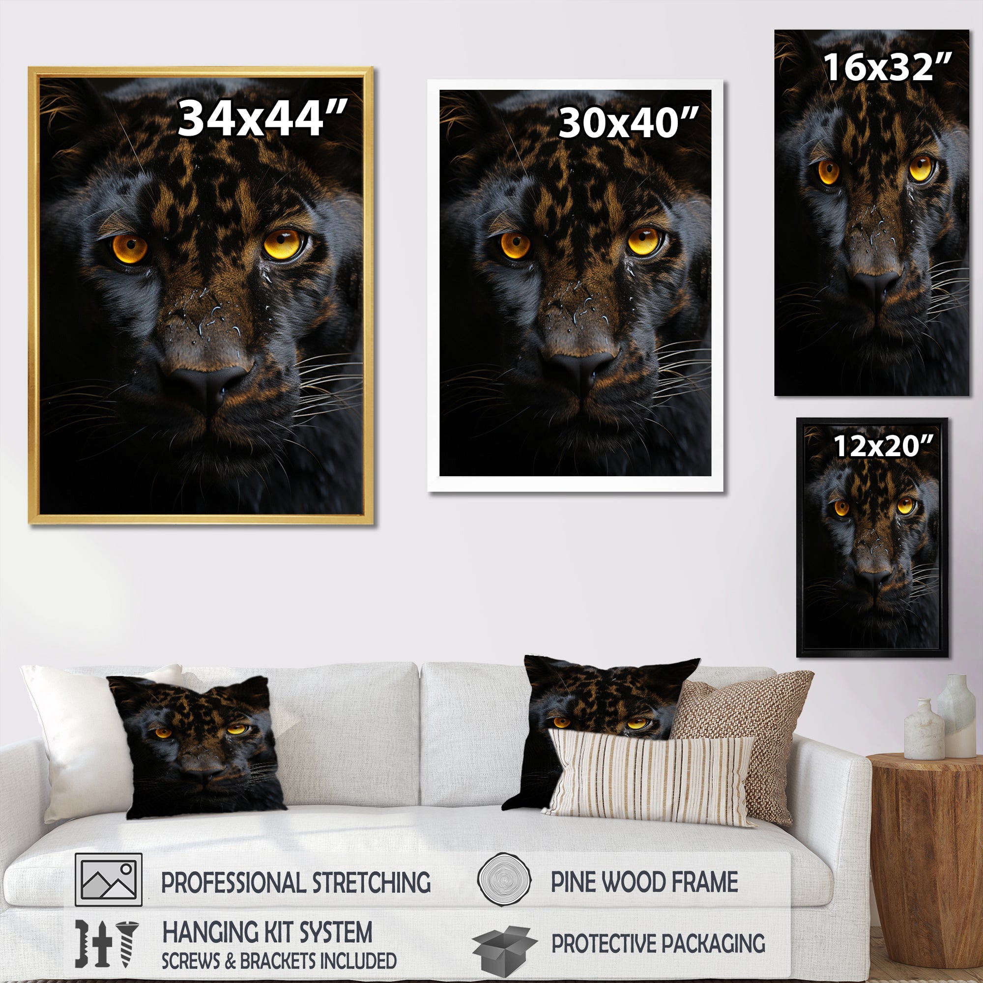 Black White Panther Eyes Of Intensity - Panther Wall Decor