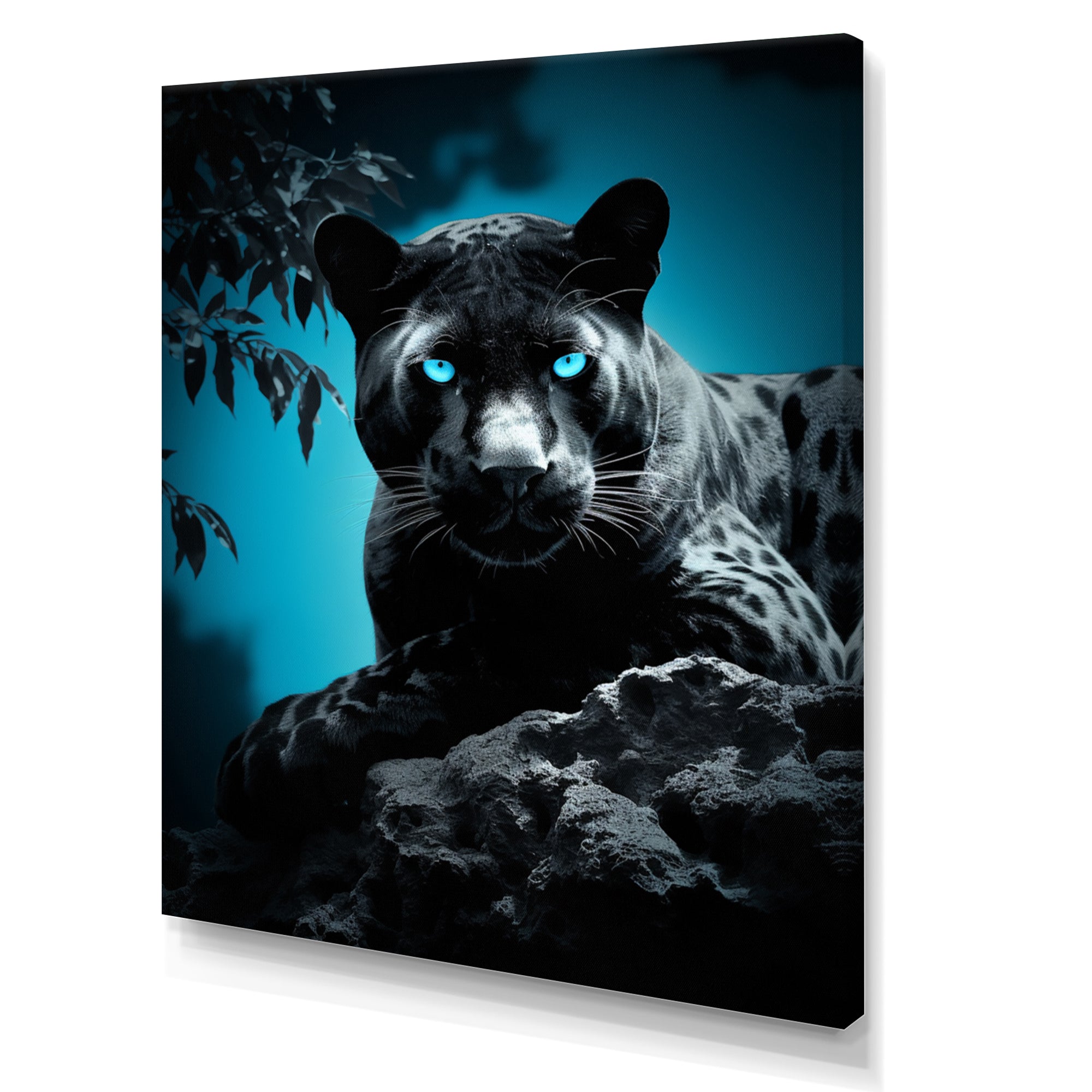 Red Blue Panther Hidden Observer Infrared - Panther Large Canvas Wall Art
