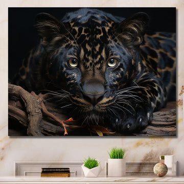 Black White Panther Portrait - Black Panther Wall Art