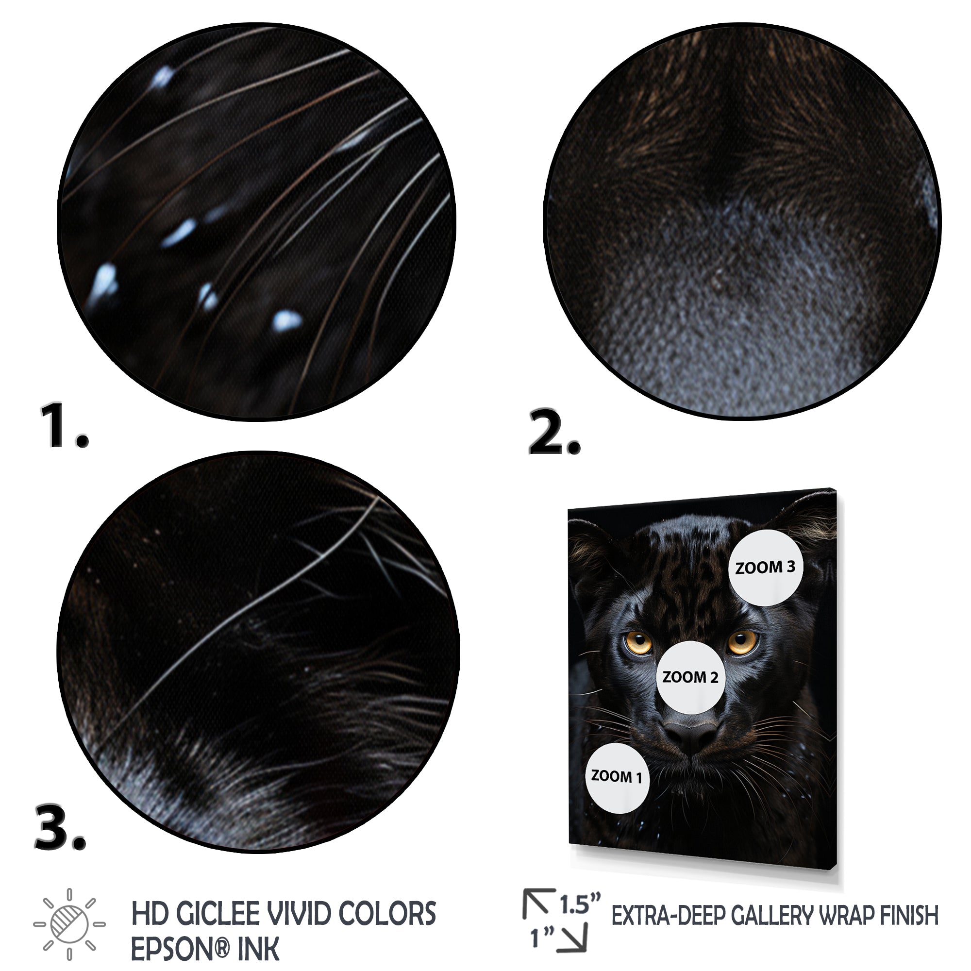 Black White Panther Portrait Vibrant - Black Panther Wall Art