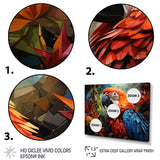 Red Parrot Vibrant Plumage Geometric - Parrot Large Canvas Wall Art