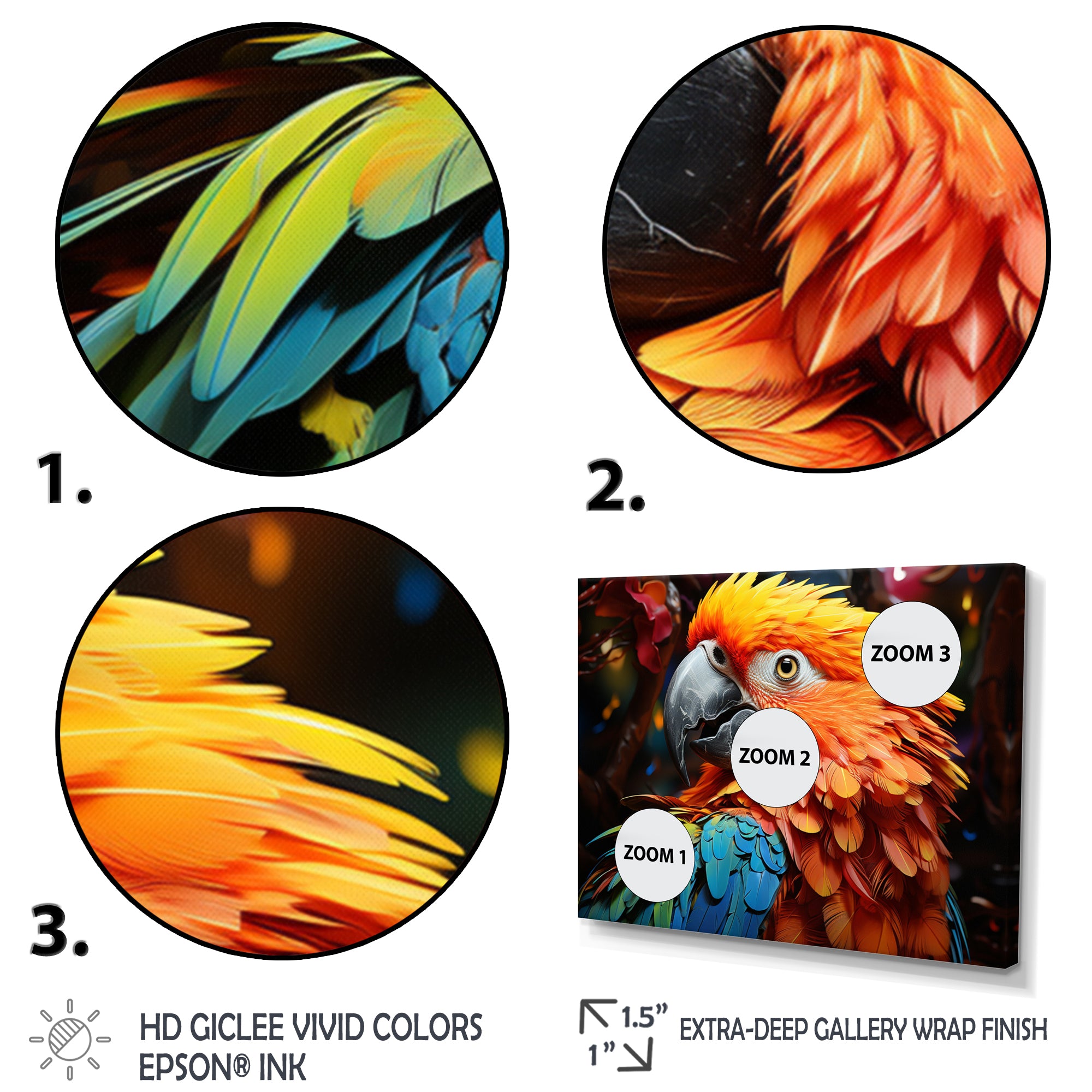 Yellow Red Parrot Vibrant Plumage Geometric - Parrot Living Room Wall Art