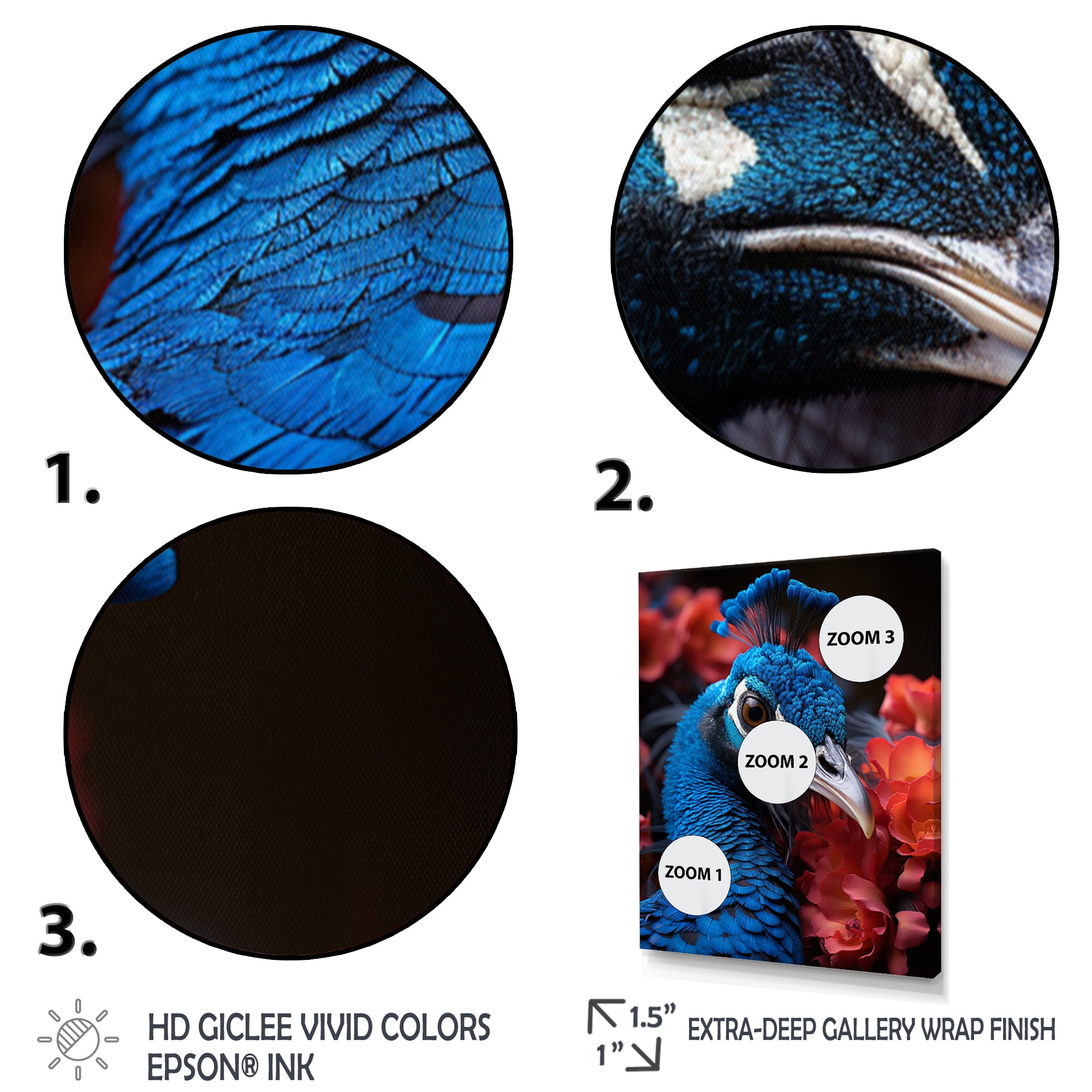 Teal Peacock Portrait Vibrant - Peacock Wall Decor