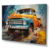 Yellow Pickup Truck Abstract Expressionism - Pickup Truck Canvas Wall Art
