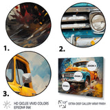 Yellow Pickup Truck Abstract Expressionism - Pickup Truck Canvas Wall Art