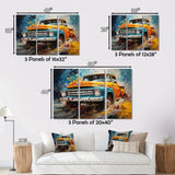 Yellow Pickup Truck Abstract Expressionism - Pickup Truck Canvas Wall Art